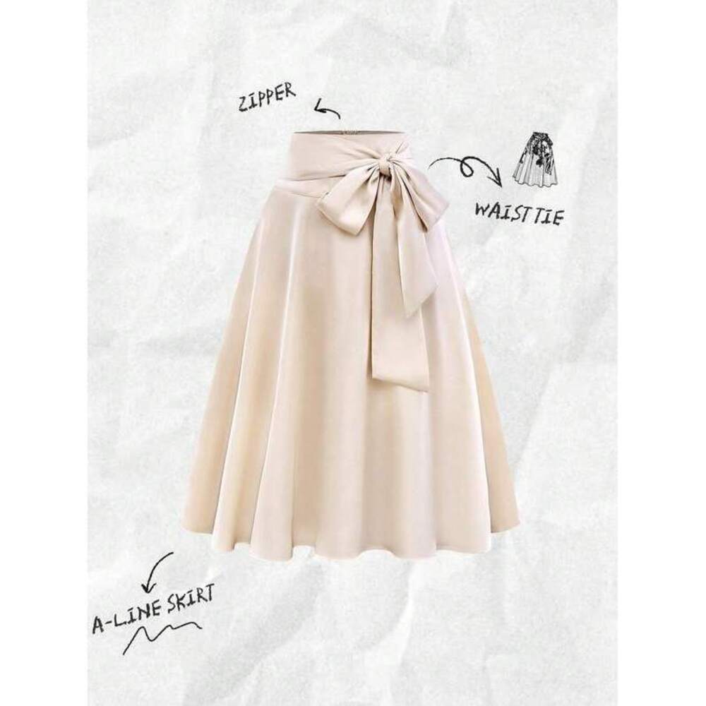 Chiquease Commuter Solid Color Drawstring Skirt